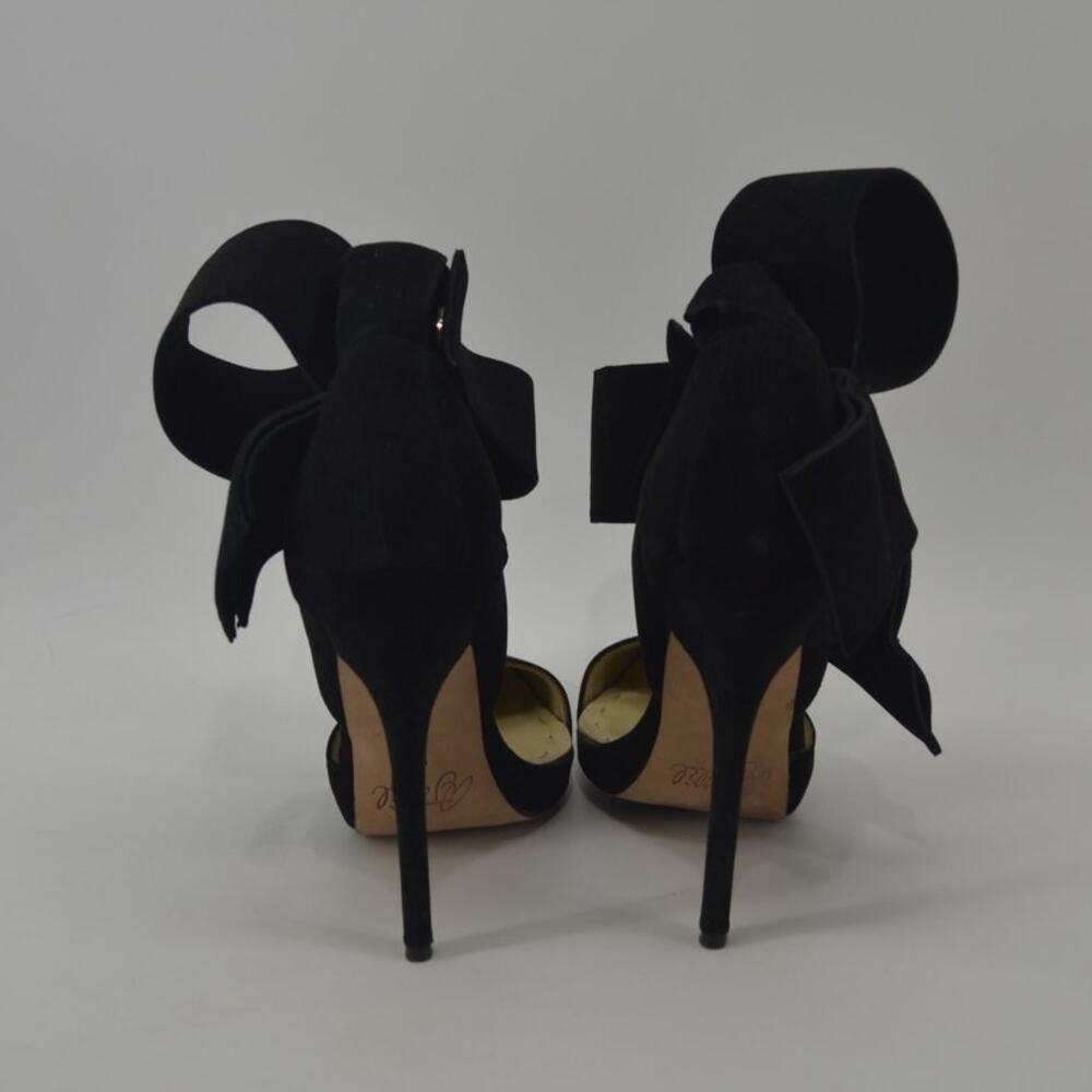 Aminah Abdul Jillil Black D'Orsay Oversize Bow Pump Ankle 9M - Picture 6 of 12